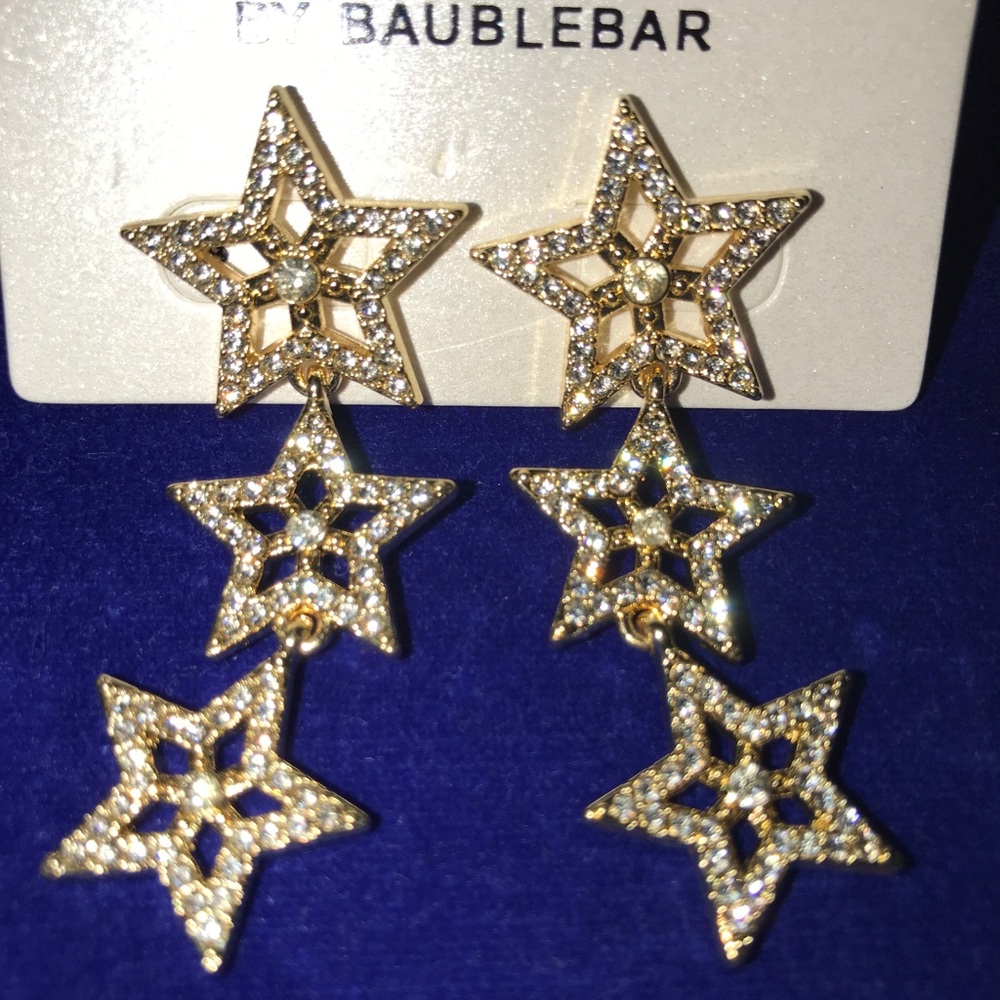 SUGARFIX BY BAUBLEBAR GOLD SPARKLE 3 STARS DANGLE EARRINGS